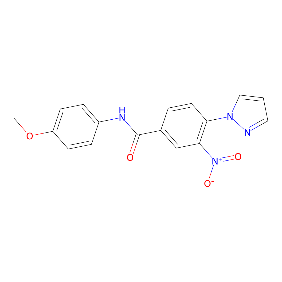 N-(4-methoxyphenyl)-3-nitro-4-(1H-pyrazol-1-yl)benzenecarboxamide molecular structure, CAS 321534-61-6