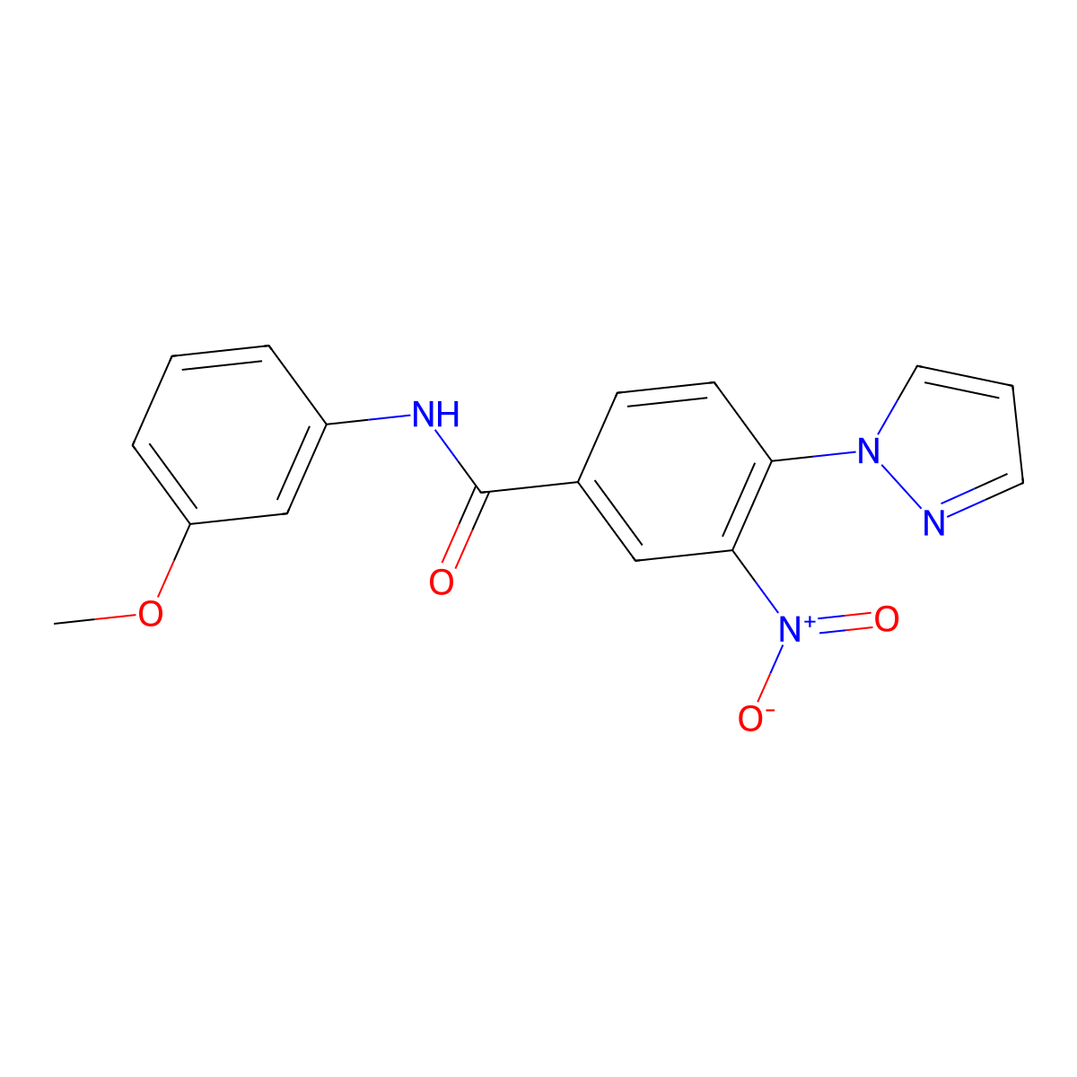 N-(3-methoxyphenyl)-3-nitro-4-(1H-pyrazol-1-yl)benzenecarboxamide molecular structure, CAS 321534-62-7