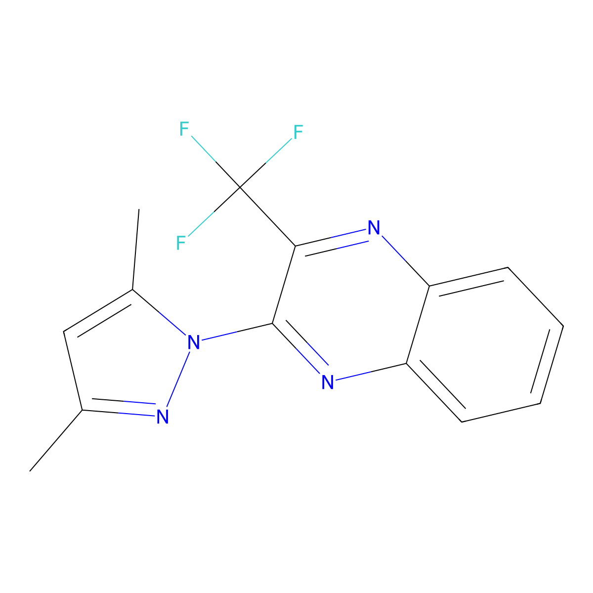 2-(3,5-dimethyl-1H-pyrazol-1-yl)-3-(trifluoromethyl)quinoxaline molecular structure, CAS 321538-05-0