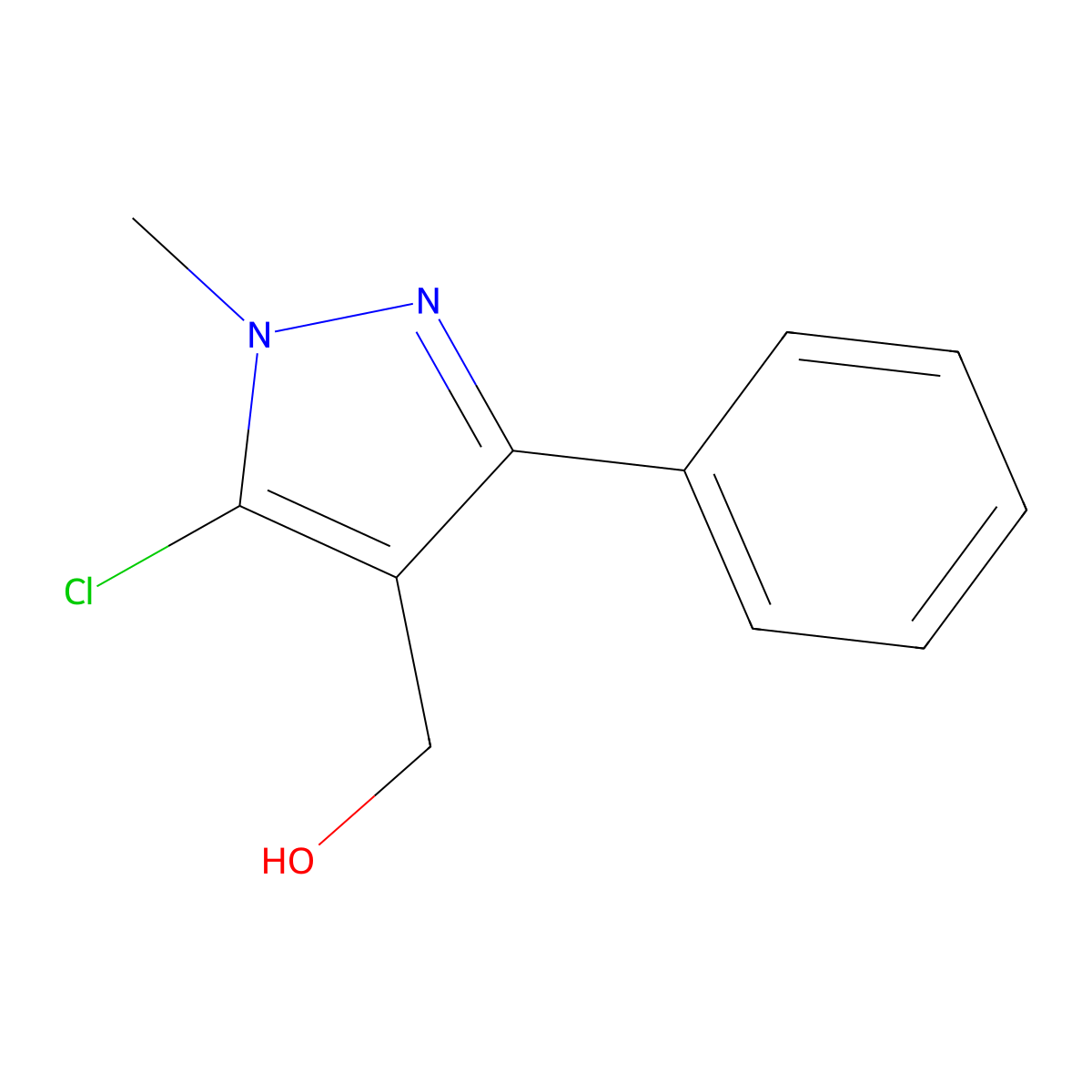 (5-chloro-1-methyl-3-phenyl-1H-pyrazol-4-yl)methanol molecular structure, CAS 321538-17-4