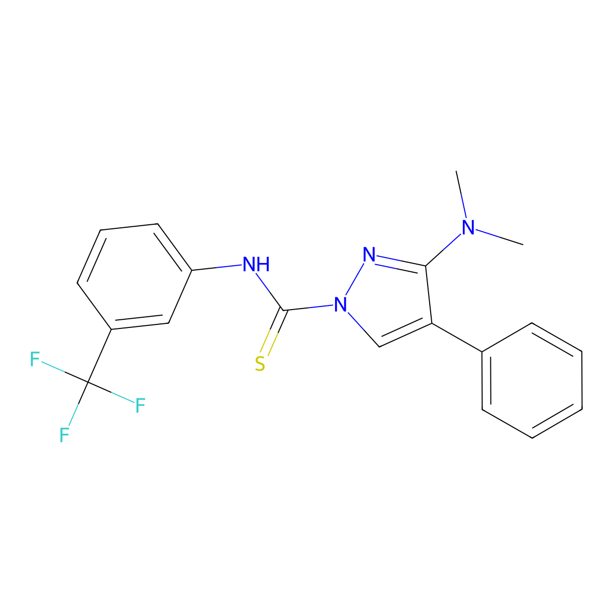 3-(dimethylamino)-4-phenyl-N-[3-(trifluoromethyl)phenyl]-1H-pyrazole-1-carbothioamide molecular structure, CAS 321553-14-4