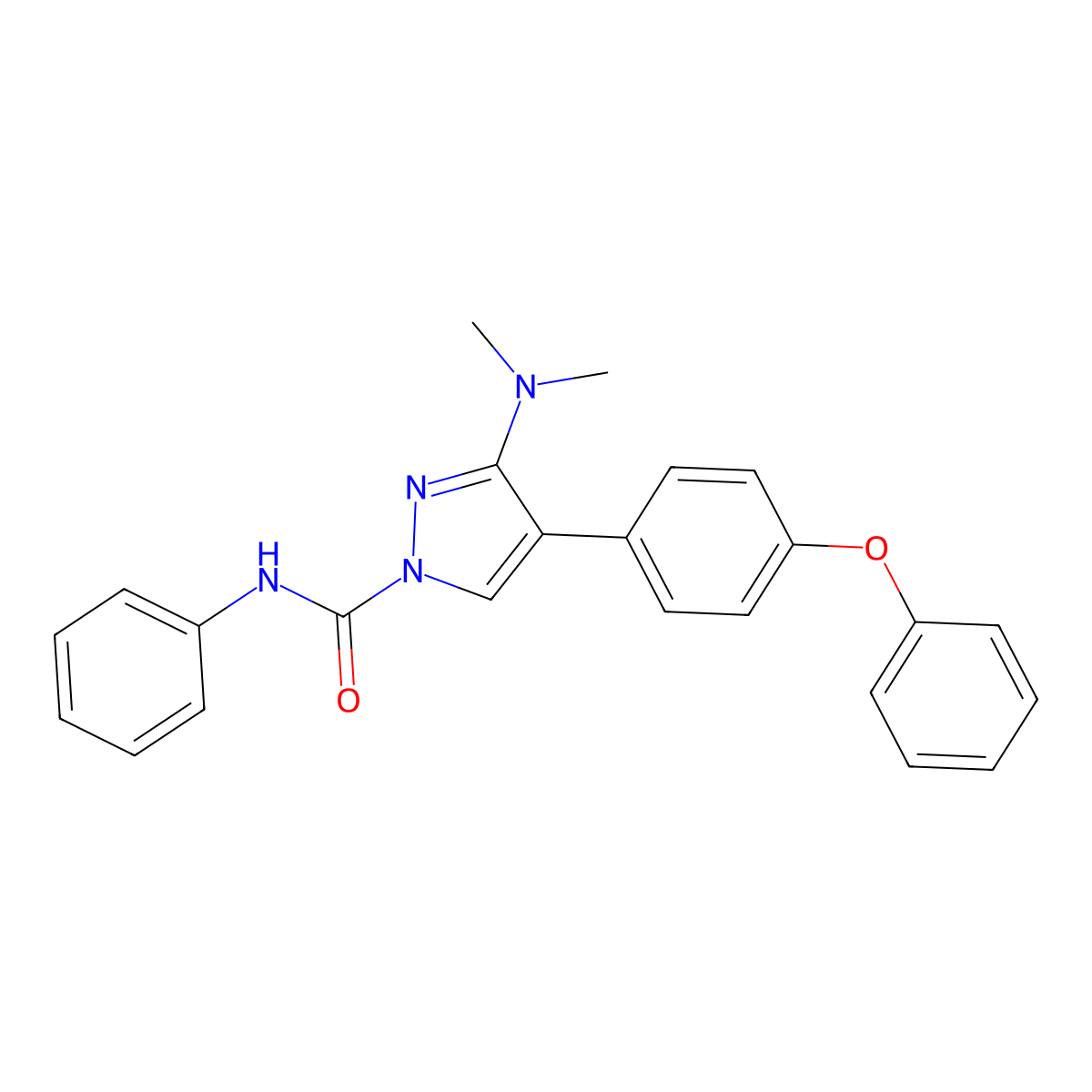 3-(dimethylamino)-4-(4-phenoxyphenyl)-N-phenyl-1H-pyrazole-1-carboxamide molecular structure, CAS 321553-15-5
