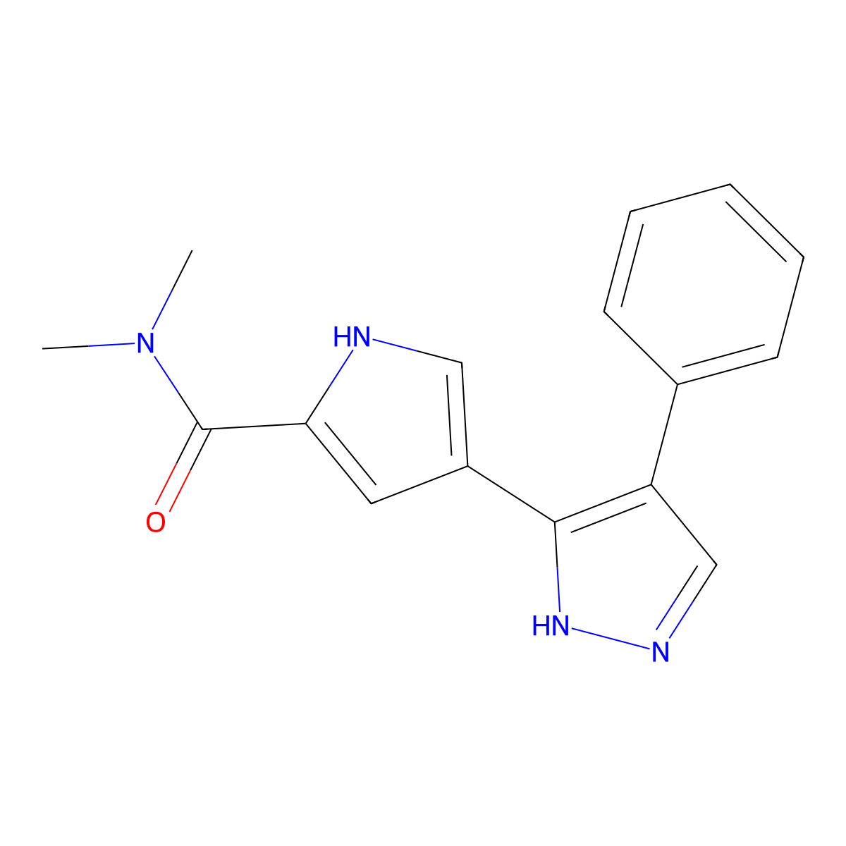 N,N-dimethyl-4-(4-phenyl-1H-pyrazol-3-yl)-1H-pyrrole-2-carboxamide molecular structure, CAS 321553-20-2