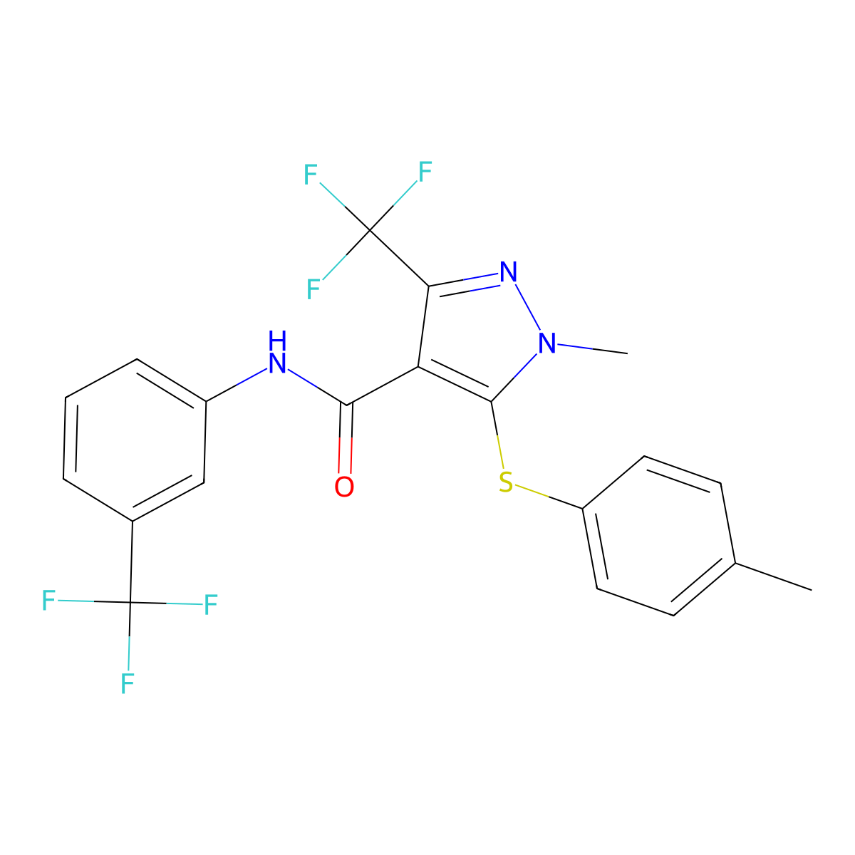 1-methyl-5-[(4-methylphenyl)sulfanyl]-3-(trifluoromethyl)-N-[3-(trifluoromethyl)phenyl]-1H-pyrazole-4-carboxamide molecular structure, CAS 321553-26-8