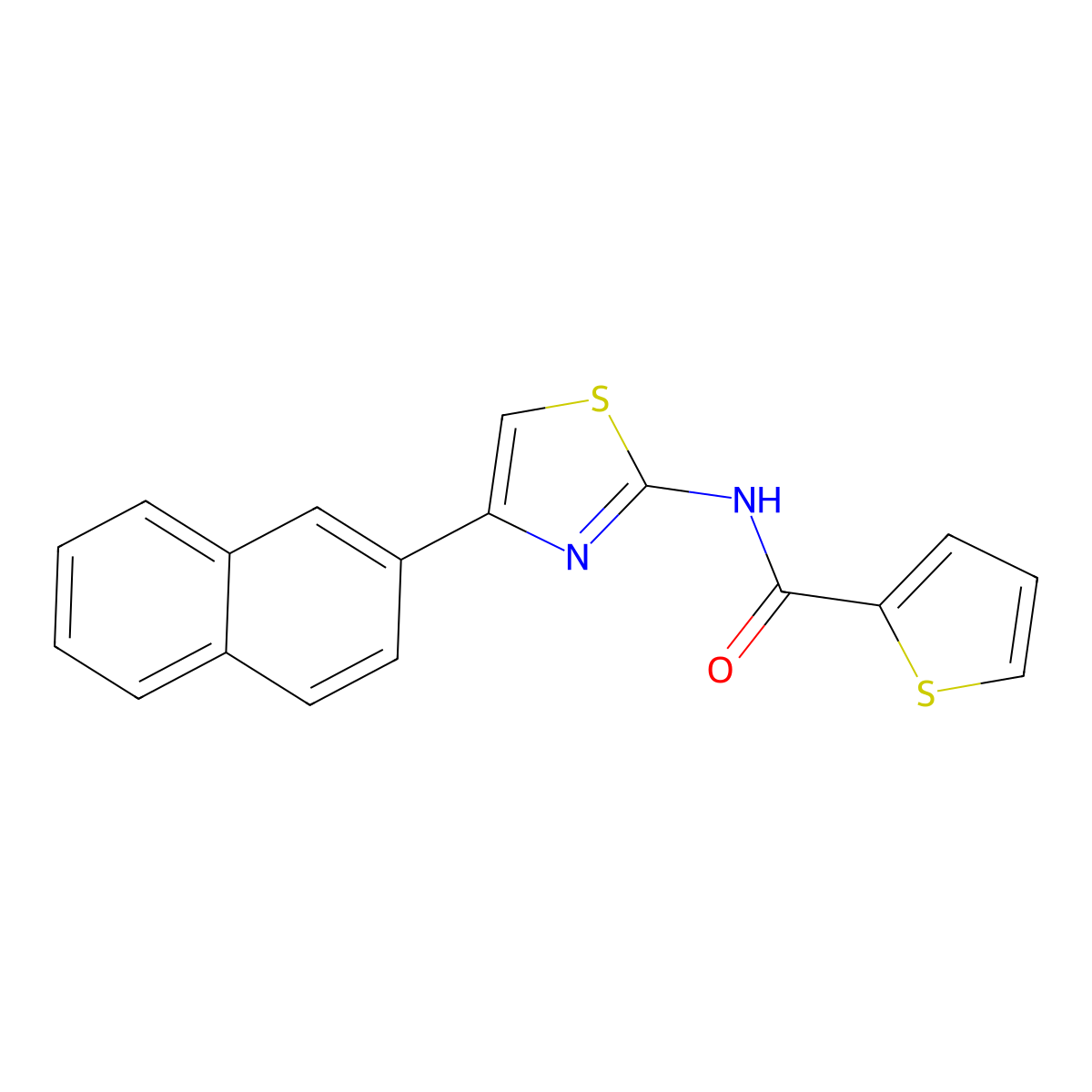 N-[4-(naphthalen-2-yl)-1,3-thiazol-2-yl]thiophene-2-carboxamide molecular structure, CAS 321555-30-0