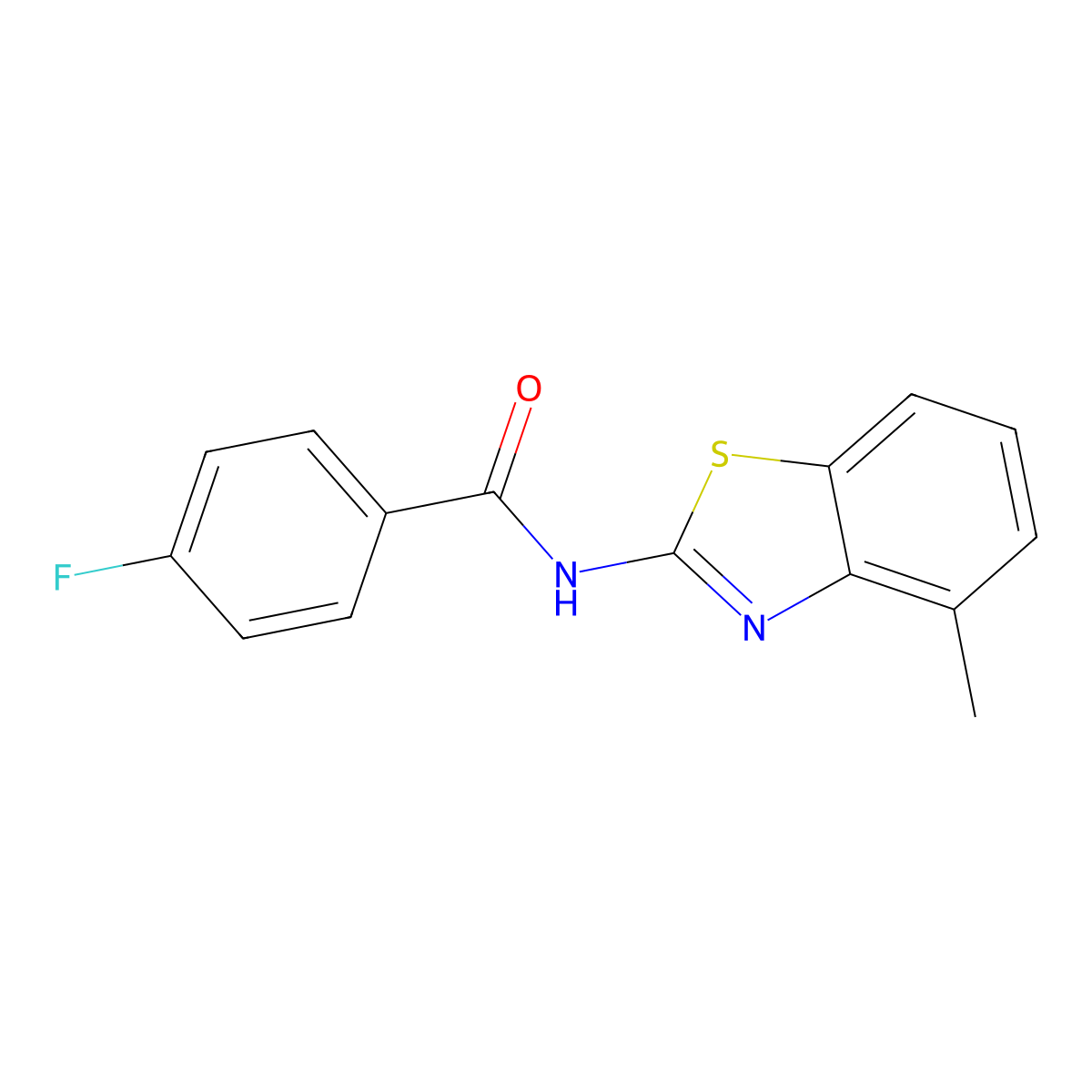 4-fluoro-N-(4-methyl-1,3-benzothiazol-2-yl)benzamide molecular structure, CAS 321555-35-5