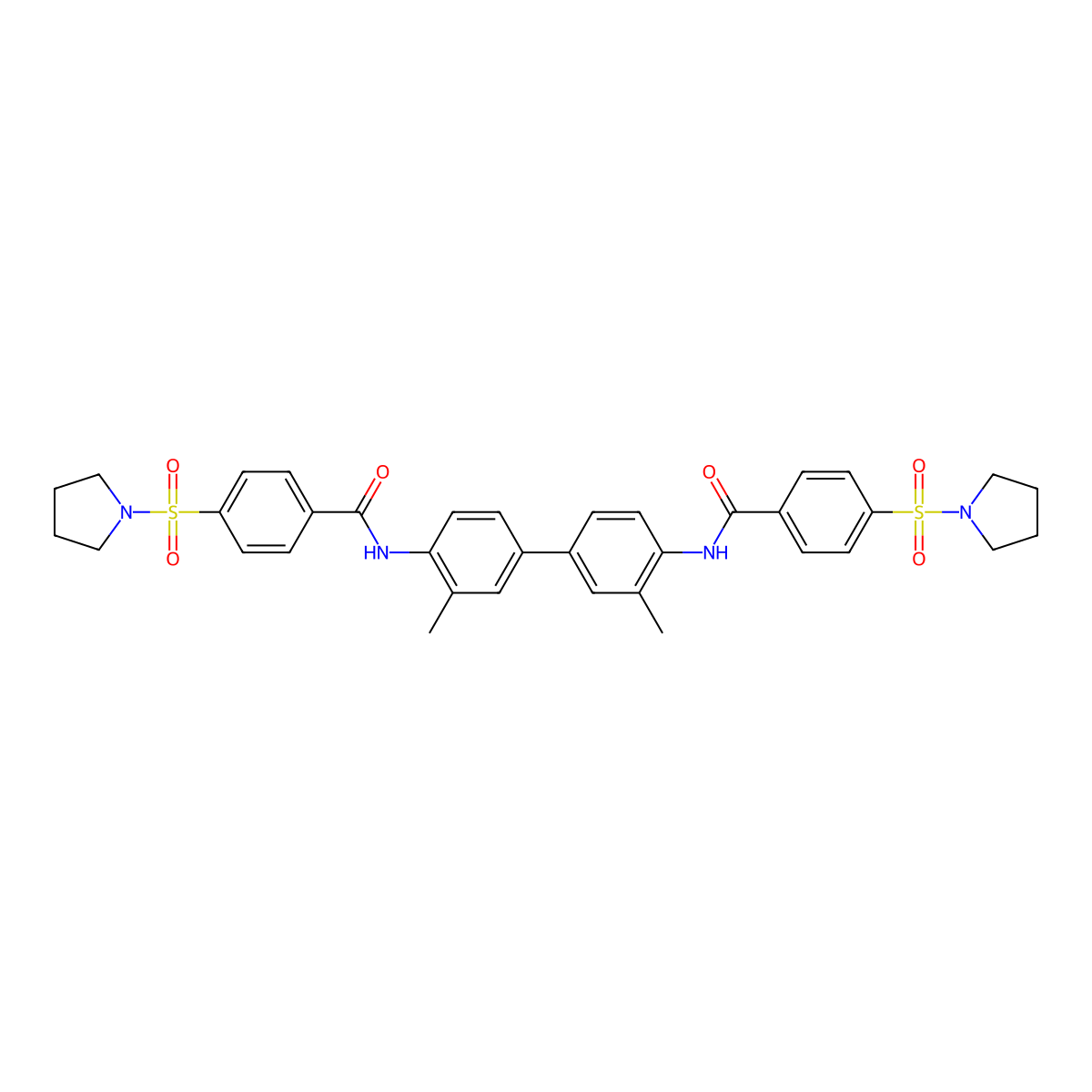 N-[2-methyl-4-[3-methyl-4-[(4-pyrrolidin-1-ylsulfonylbenzoyl)amino]phenyl]phenyl]-4-pyrrolidin-1-ylsulfonylbenzamide molecular structure, CAS 321555-40-2