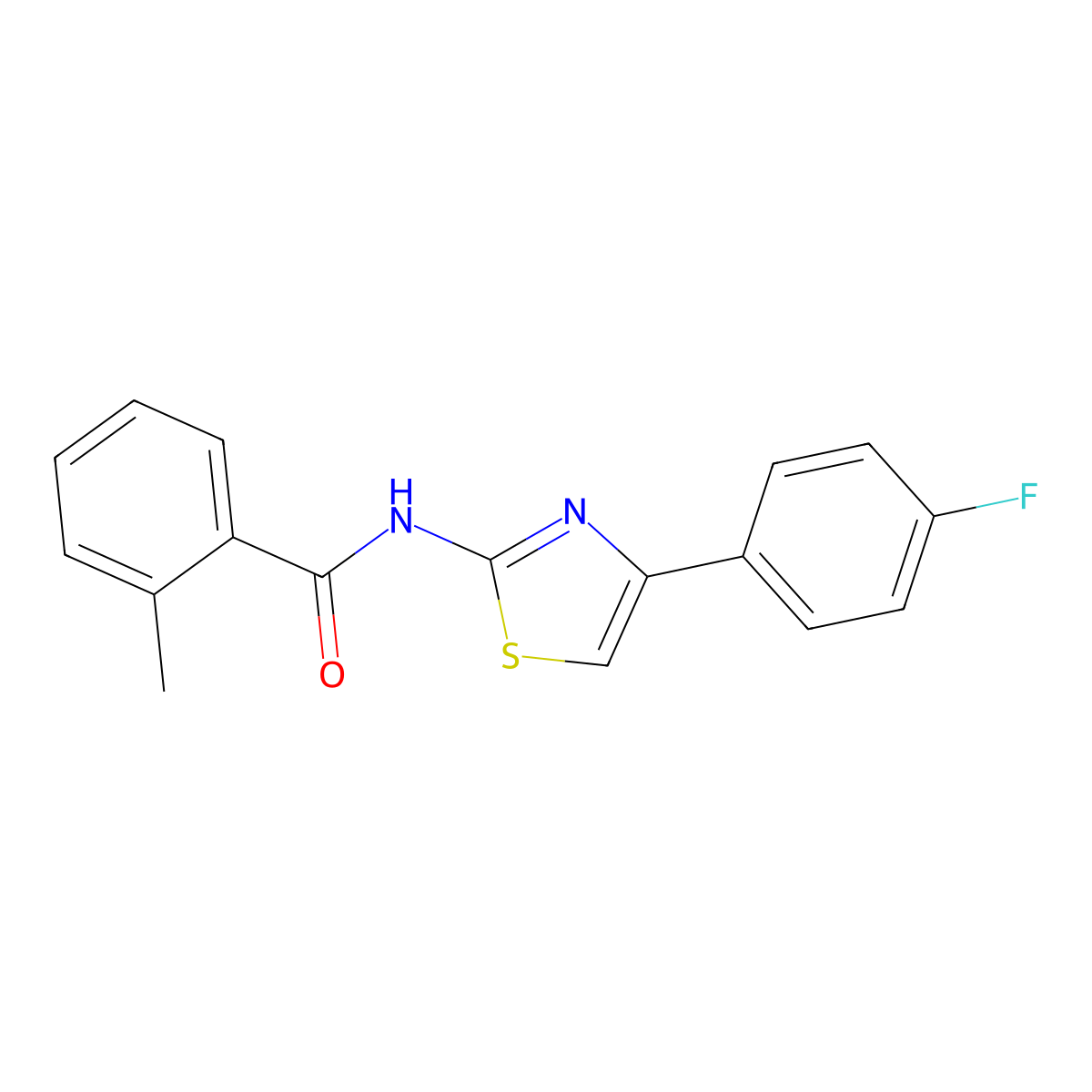 N-[4-(4-fluorophenyl)-1,3-thiazol-2-yl]-2-methylbenzamide molecular structure, CAS 321555-44-6