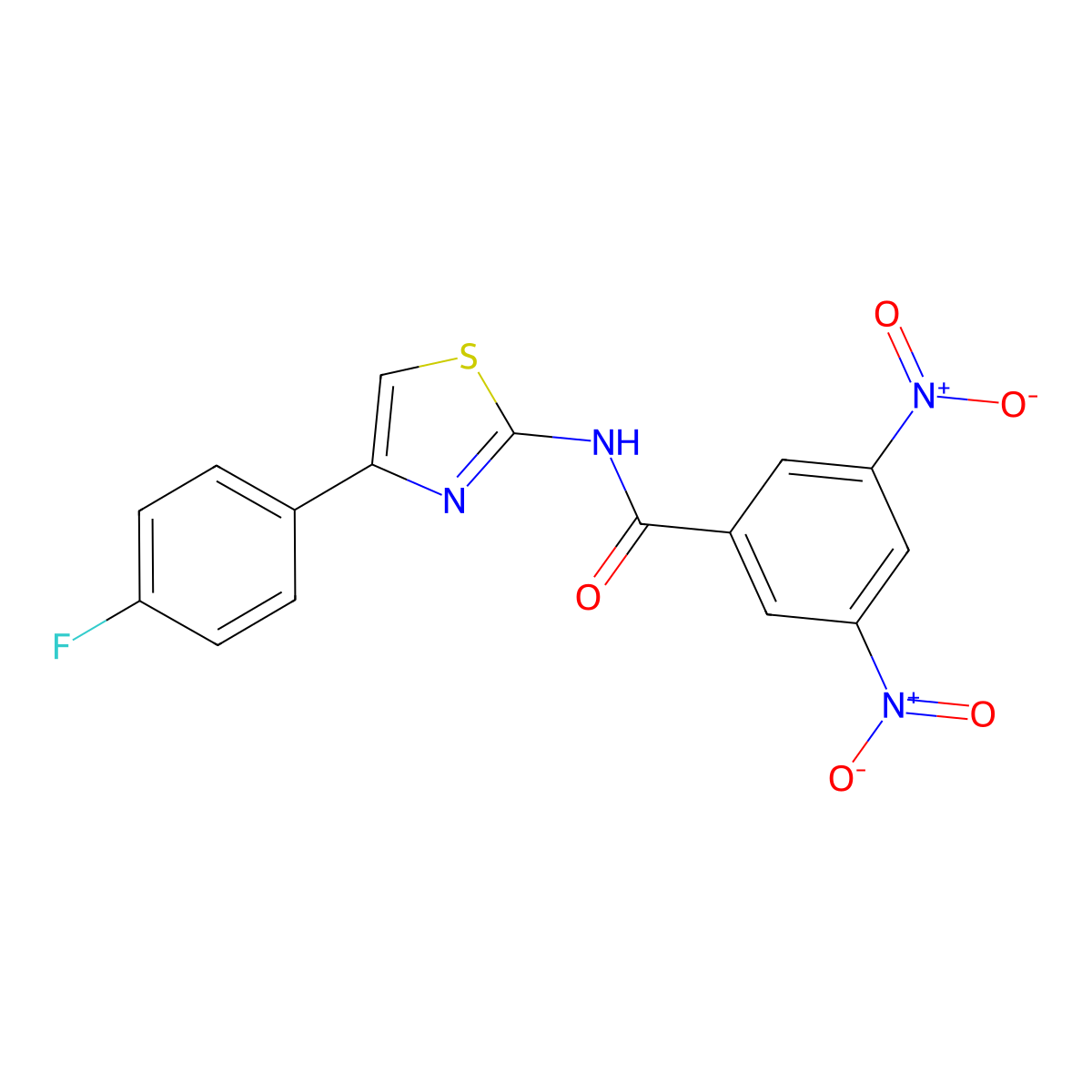 N-[4-(4-fluorophenyl)-1,3-thiazol-2-yl]-3,5-dinitrobenzamide molecular structure, CAS 321555-47-9