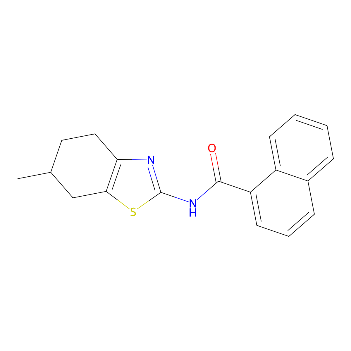 N-(6-methyl-4,5,6,7-tetrahydro-1,3-benzothiazol-2-yl)naphthalene-1-carboxamide molecular structure, CAS 321555-51-5