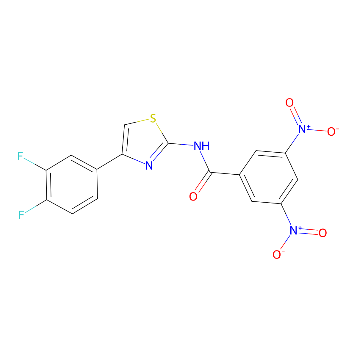 N-[4-(3,4-difluorophenyl)-1,3-thiazol-2-yl]-3,5-dinitrobenzamide molecular structure, CAS 321555-56-0