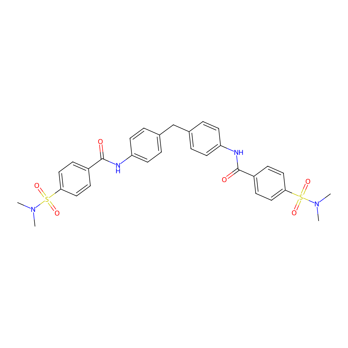 4-(dimethylsulfamoyl)-N-[4-[[4-[[4-(dimethylsulfamoyl)benzoyl]amino]phenyl]methyl]phenyl]benzamide molecular structure, CAS 321555-65-1