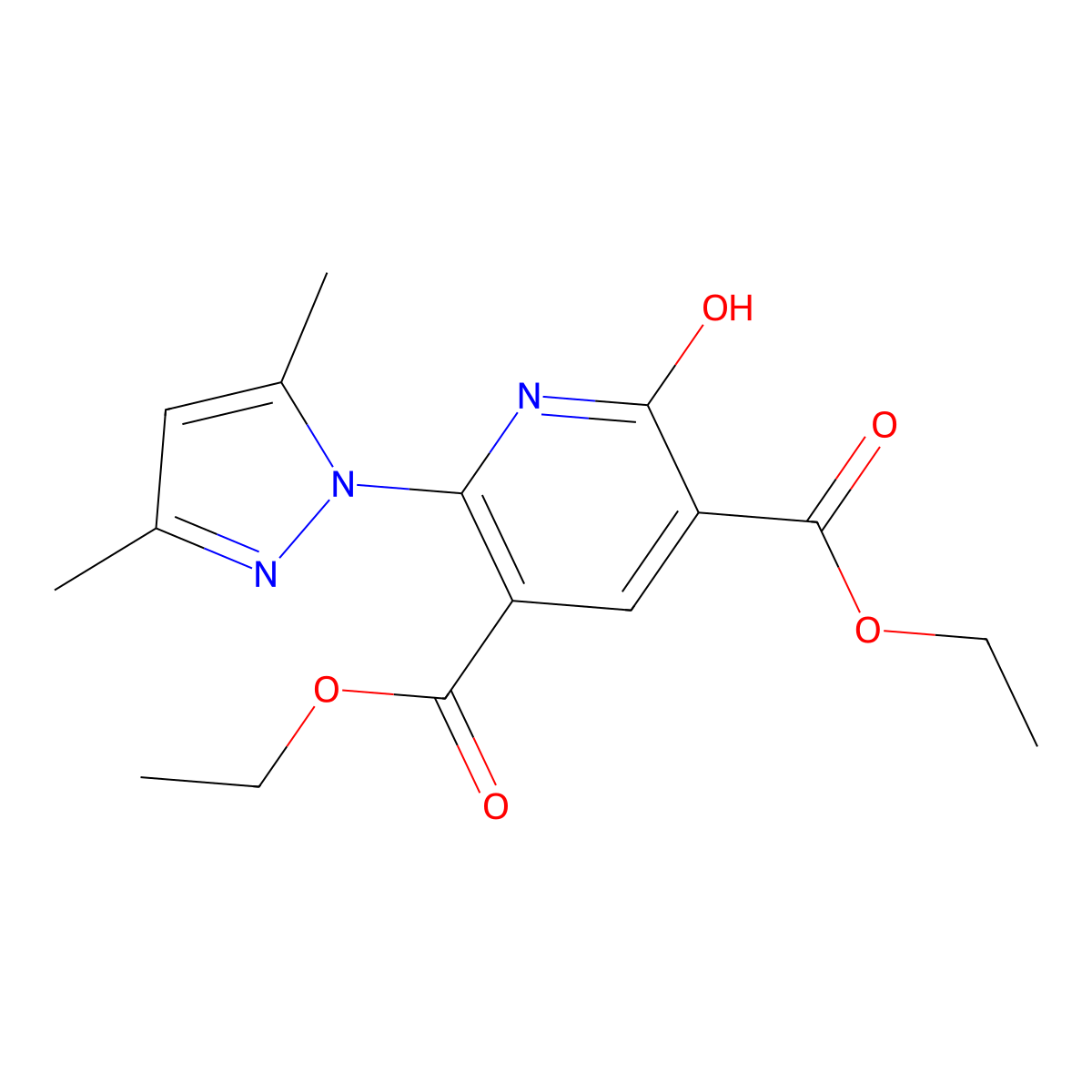 diethyl 2-(3,5-dimethyl-1H-pyrazol-1-yl)-6-hydroxy-3,5-pyridinedicarboxylate molecular structure, CAS 321570-99-4