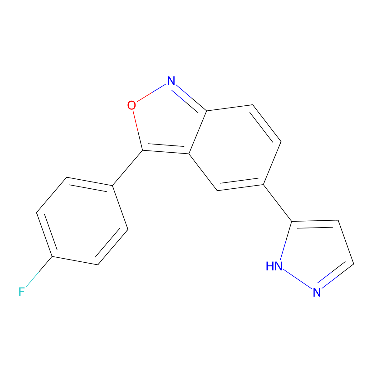 3-(4-fluorophenyl)-5-(1H-pyrazol-5-yl)-2,1-benzoxazole molecular structure, CAS 321571-03-3