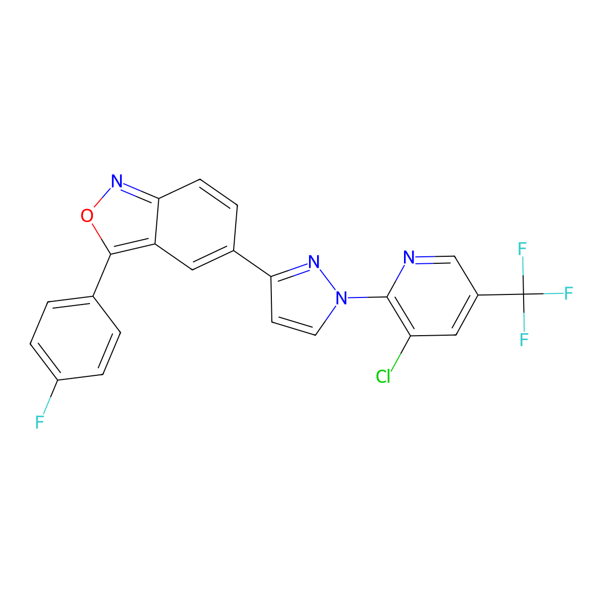5-{1-[3-chloro-5-(trifluoromethyl)-2-pyridinyl]-1H-pyrazol-3-yl}-3-(4-fluorophenyl)-2,1-benzisoxazole molecular structure, CAS 321571-05-5