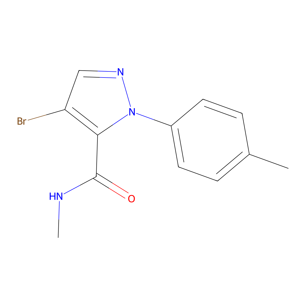4-bromo-N-methyl-1-(4-methylphenyl)-1H-pyrazole-5-carboxamide molecular structure, CAS 321571-47-5