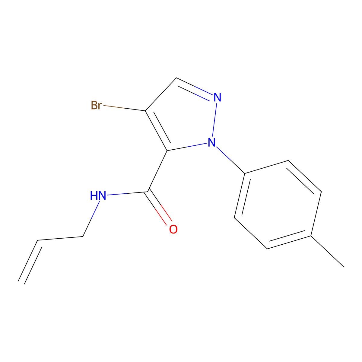 N-allyl-4-bromo-1-(4-methylphenyl)-1H-pyrazole-5-carboxamide molecular structure, CAS 321571-49-7