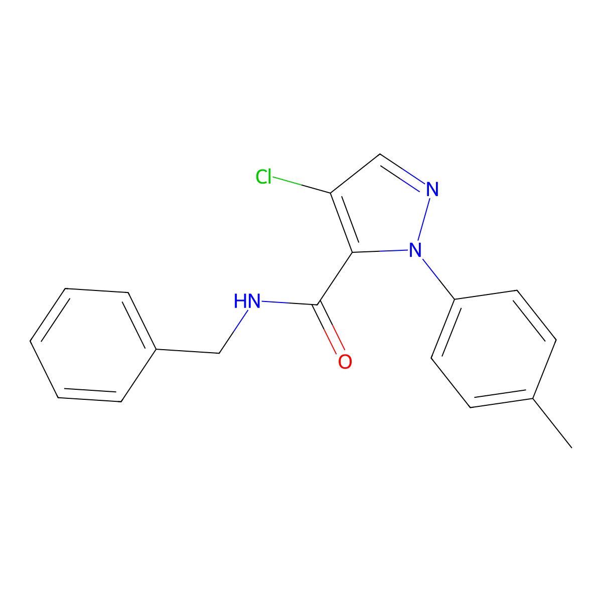 N-benzyl-4-chloro-1-(4-methylphenyl)-1H-pyrazole-5-carboxamide molecular structure, CAS 321571-51-1