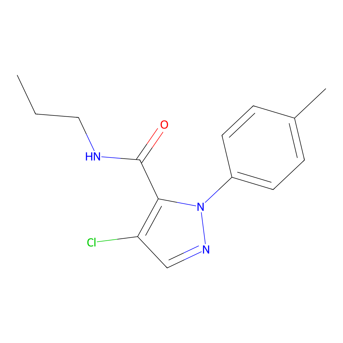 4-chloro-1-(4-methylphenyl)-N-propyl-1H-pyrazole-5-carboxamide molecular structure, CAS 321571-53-3