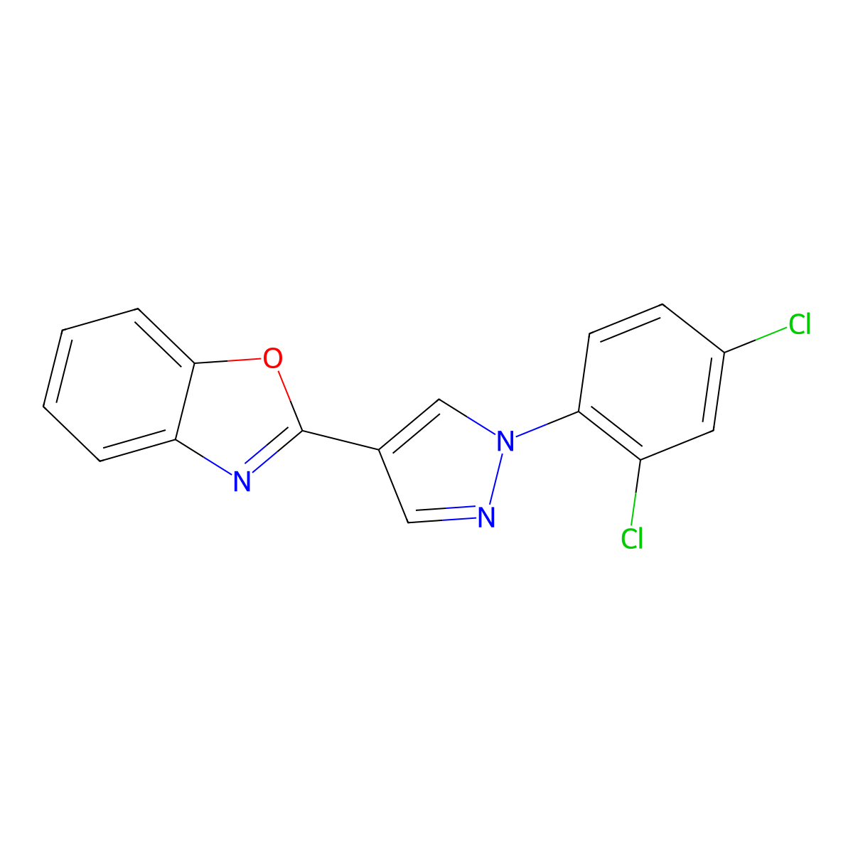 2-[1-(2,4-dichlorophenyl)-1H-pyrazol-4-yl]-1,3-benzoxazole molecular structure, CAS 321571-59-9