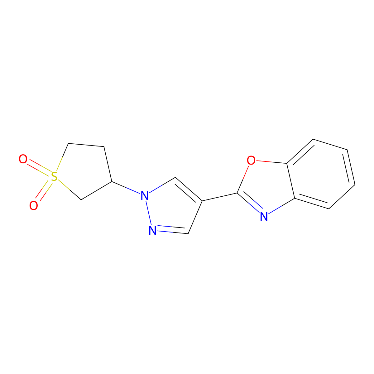 3-[4-(1,3-Benzoxazol-2-yl)pyrazol-1-yl]thiolane 1,1-dioxide molecular structure, CAS 321571-61-3