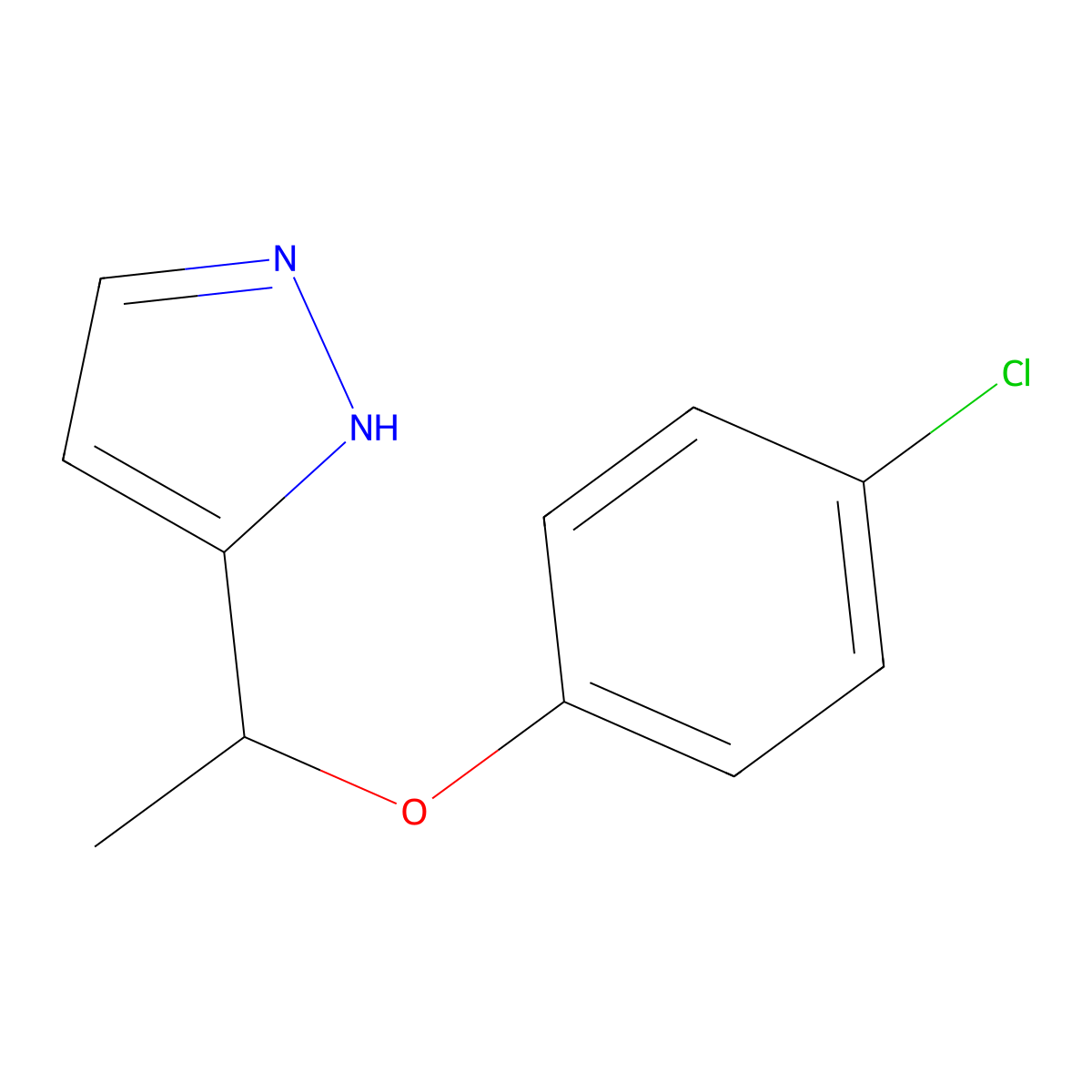 5-[1-(4-chlorophenoxy)ethyl]-1H-pyrazole molecular structure, CAS 321574-12-3