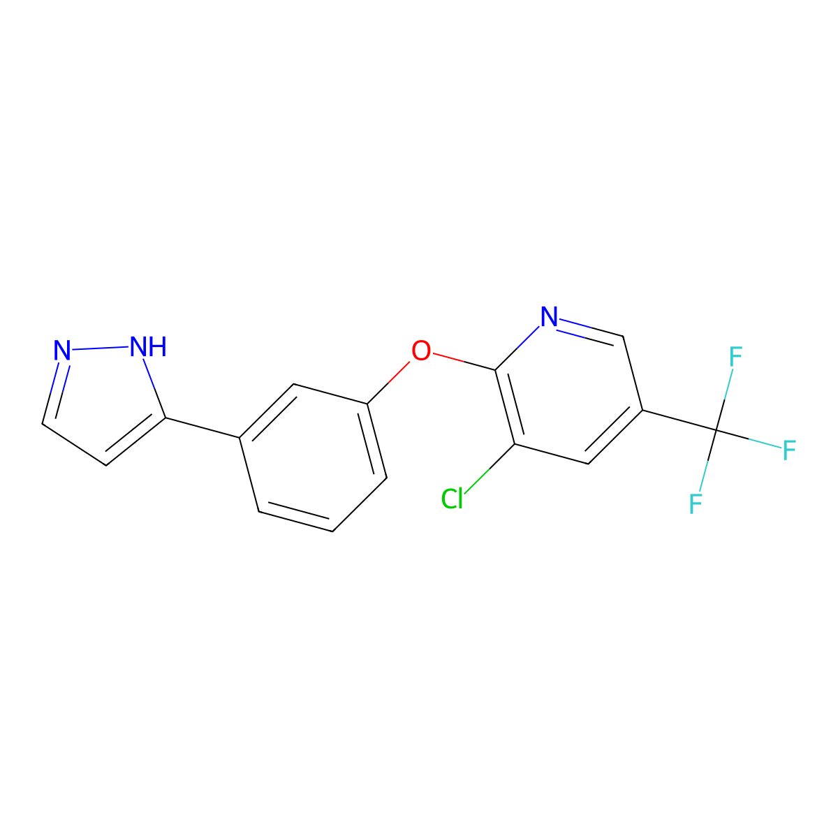 3-chloro-5-(trifluoromethyl)-2-pyridinyl 3-(1H-pyrazol-3-yl)phenyl ether molecular structure, CAS 321574-14-5