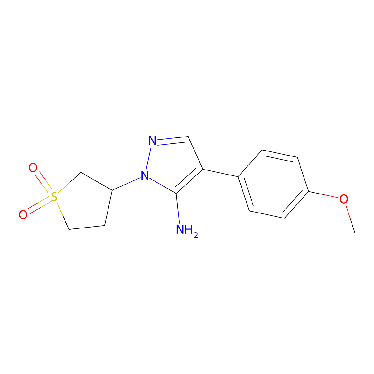 2-(1,1-Dioxothiolan-3-yl)-4-(4-methoxyphenyl)pyrazol-3-amine molecular structure, CAS 321574-16-7