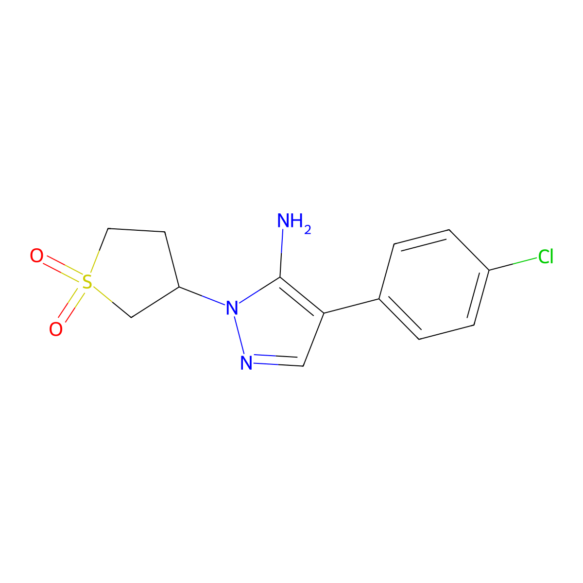 4-(4-Chlorophenyl)-2-(1,1-dioxothiolan-3-yl)pyrazol-3-amine molecular structure, CAS 321574-17-8