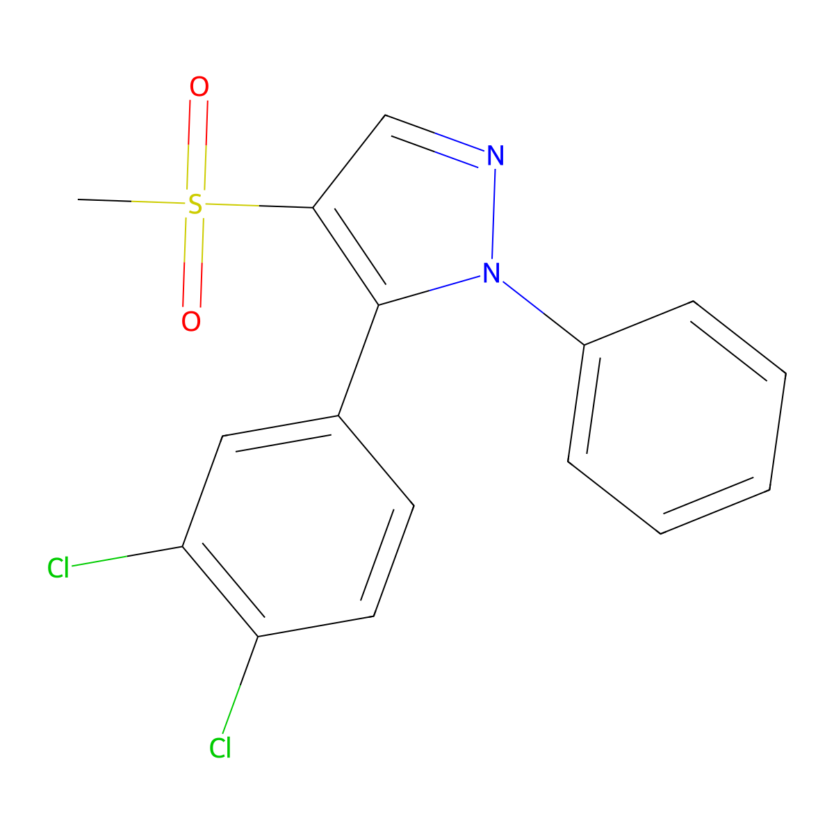 5-(3,4-dichlorophenyl)-4-(methylsulfonyl)-1-phenyl-1H-pyrazole molecular structure, CAS 321574-33-8