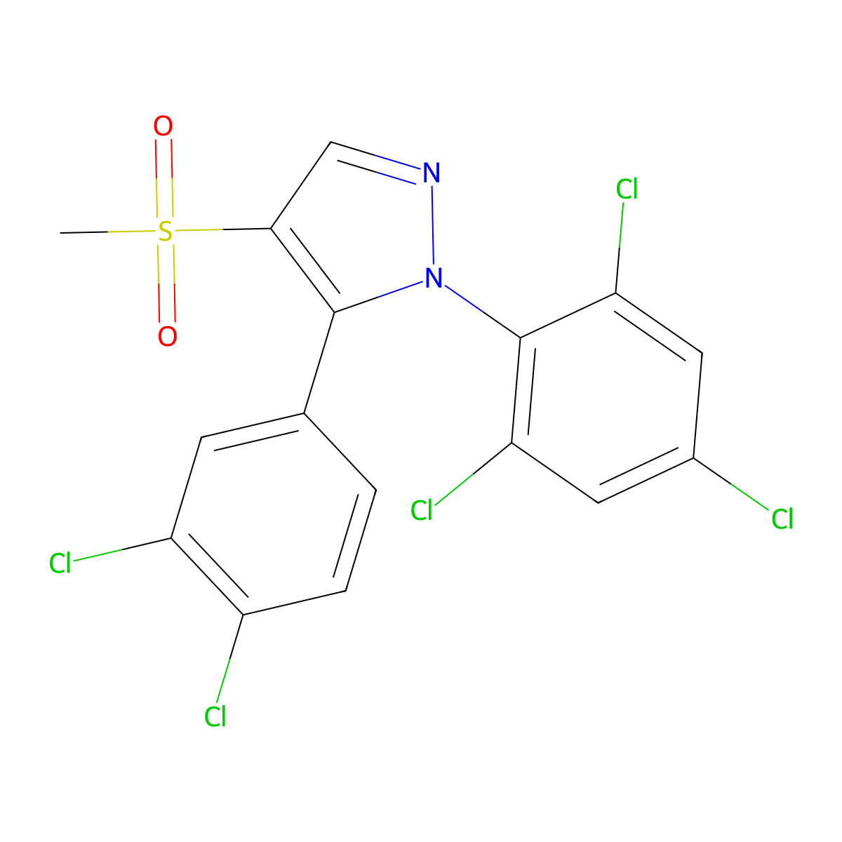 5-(3,4-dichlorophenyl)-4-(methylsulfonyl)-1-(2,4,6-trichlorophenyl)-1H-pyrazole molecular structure, CAS 321574-34-9