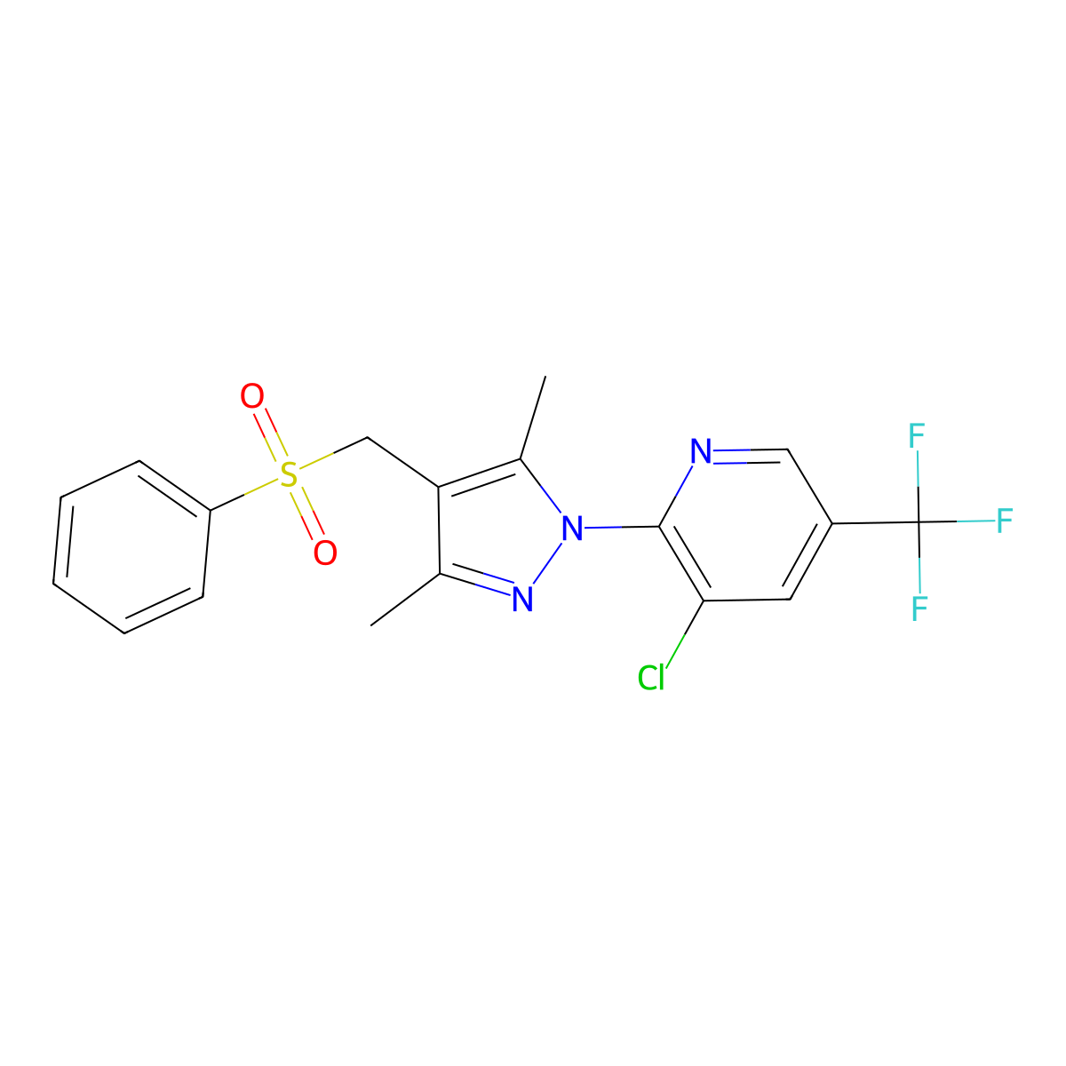 2-{4-[(benzenesulfonyl)methyl]-3,5-dimethyl-1H-pyrazol-1-yl}-3-chloro-5-(trifluoromethyl)pyridine molecular structure, CAS 321574-39-4