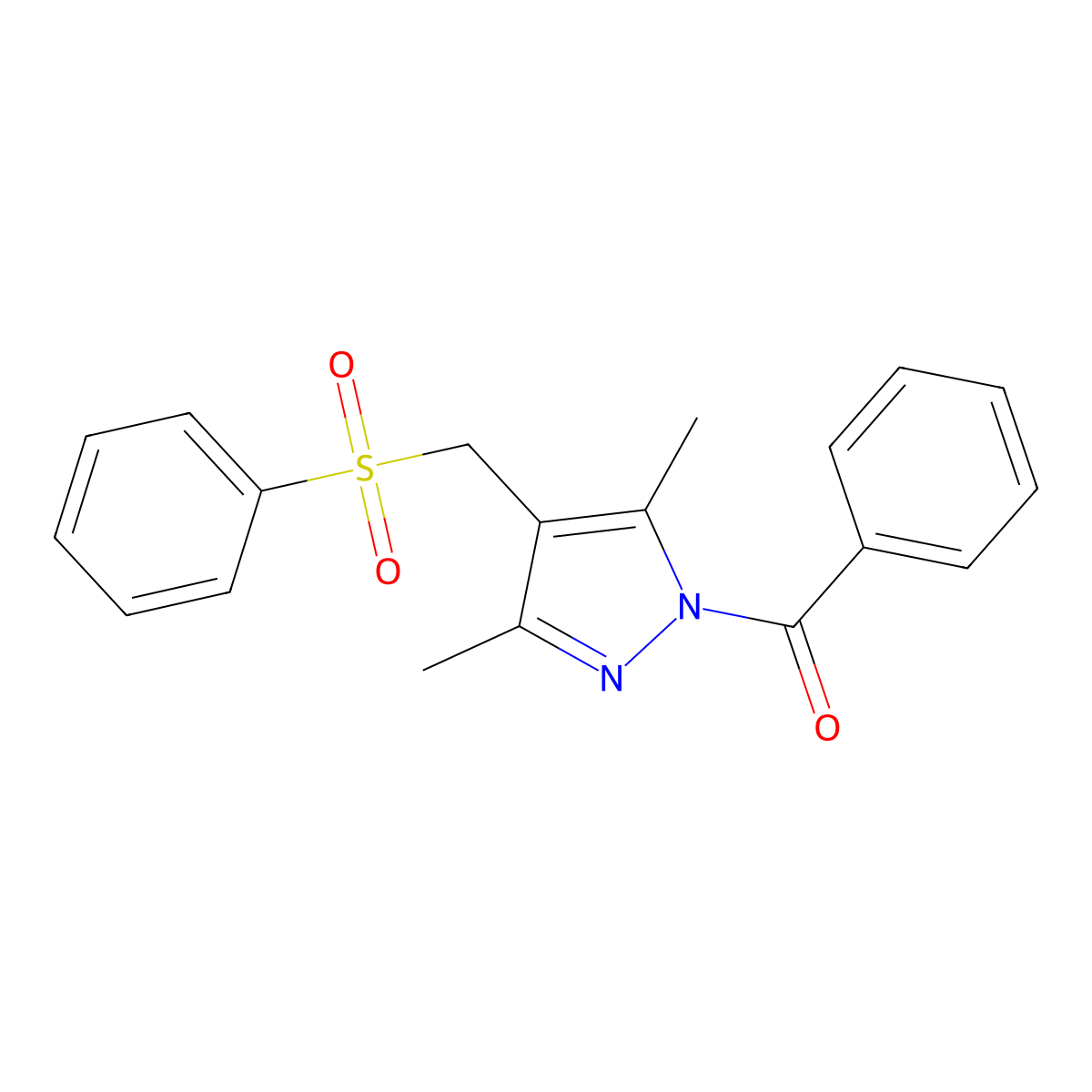 1-benzoyl-4-[(benzenesulfonyl)methyl]-3,5-dimethyl-1H-pyrazole molecular structure, CAS 321574-44-1