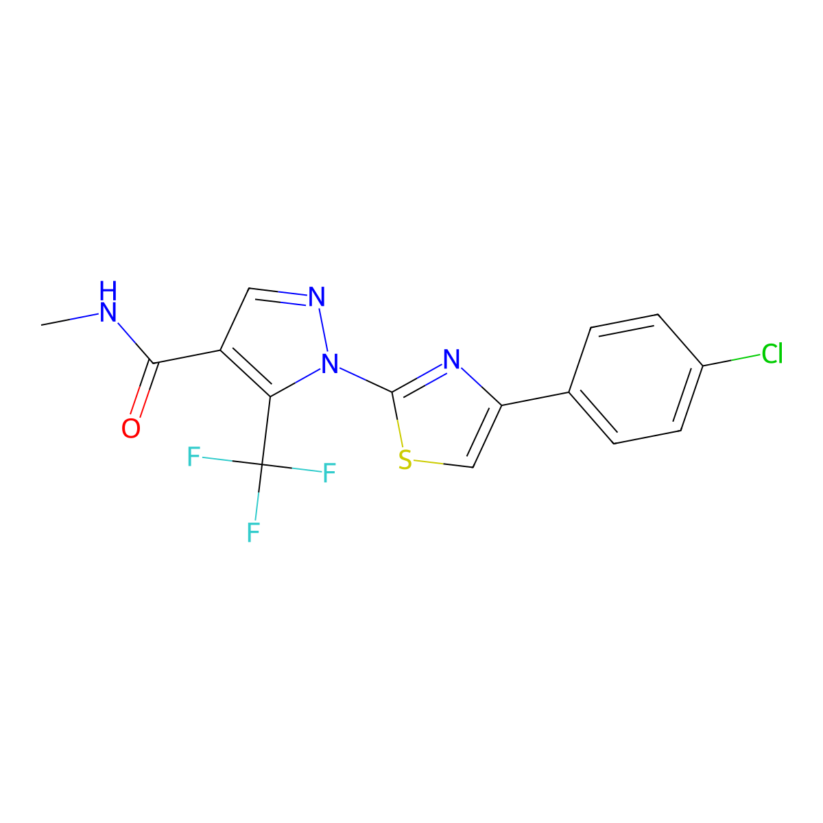 1-[4-(4-chlorophenyl)-1,3-thiazol-2-yl]-N-methyl-5-(trifluoromethyl)-1H-pyrazole-4-carboxamide molecular structure, CAS 321574-51-0