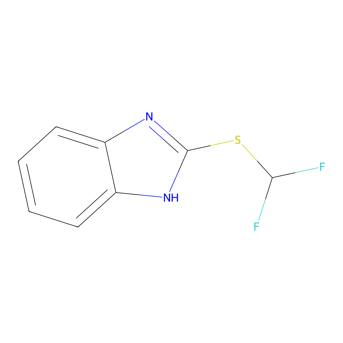 2-((difluoromethyl)sulfanyl)-1H-1,3-benzodiazole molecular structure, CAS 321578-79-4