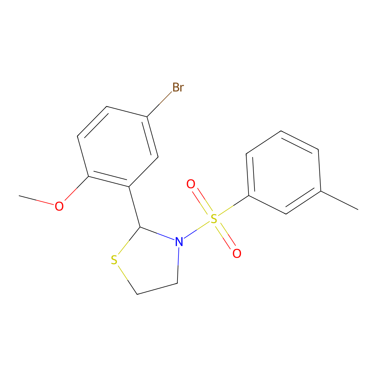 2-(5-Bromo-2-methoxyphenyl)-3-(m-tolylsulfonyl)thiazolidine molecular structure, CAS 321579-25-3