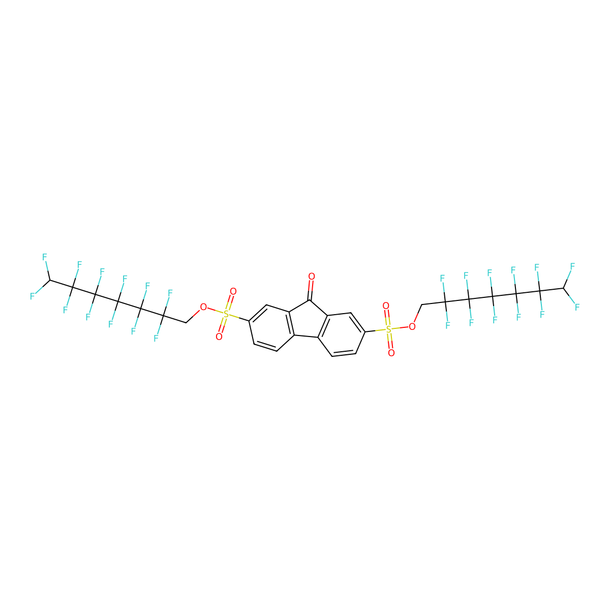 di(2,2,3,3,4,4,5,5,6,6,7,7-dodecafluoroheptyl) 9-oxo-9H-2,7-fluorenedisulphonate molecular structure, CAS 321579-82-2