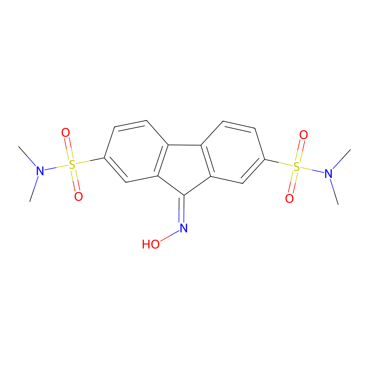 9-(hydroxyimino)-N2,N2,N7,N7-tetramethyl-9H-fluorene-2,7-disulfonamide molecular structure, CAS 321579-85-5