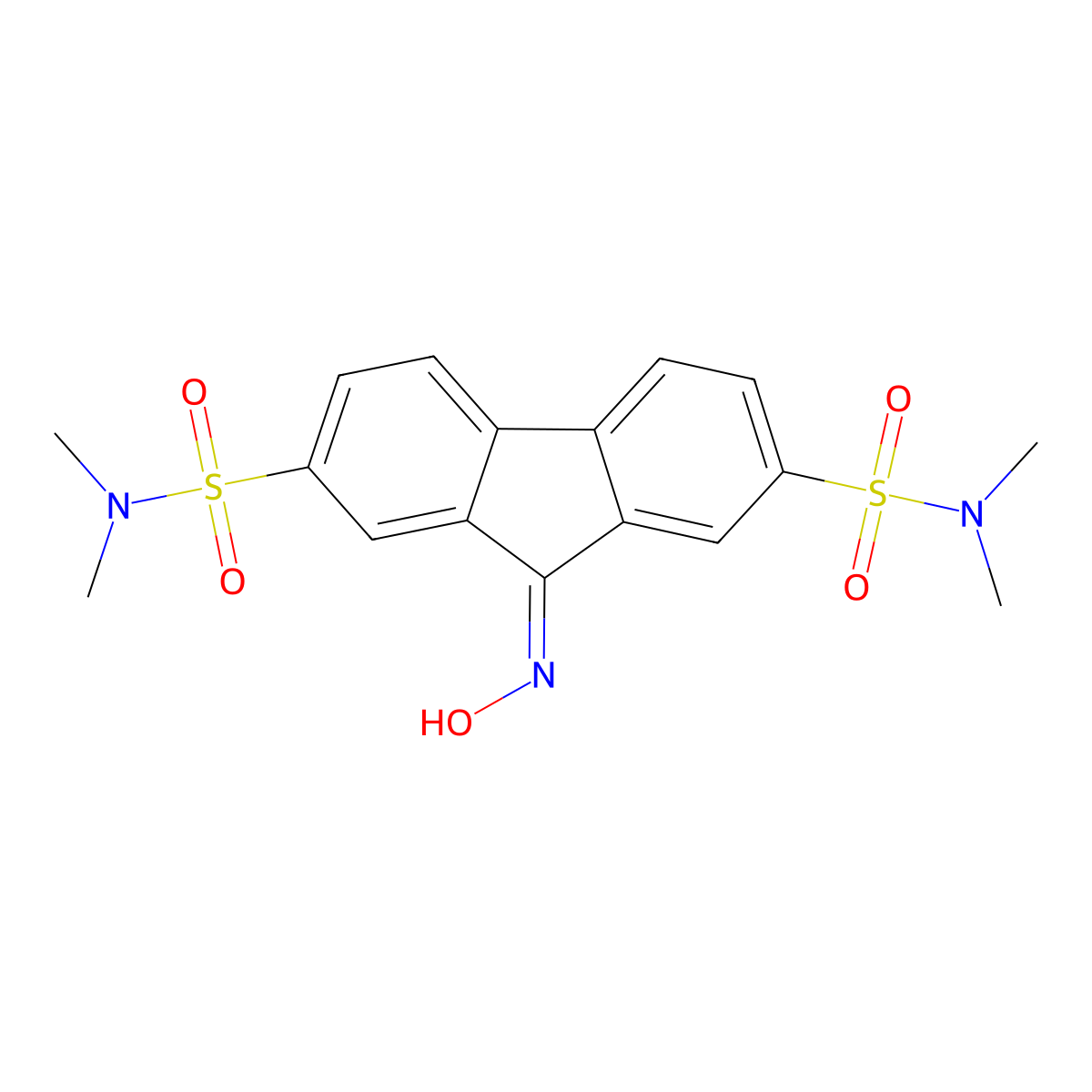 9-(hydroxyimino)-N2,N2,N7,N7-tetramethyl-9H-fluorene-2,7-disulfonamide molecular structure, CAS 321579-85-5