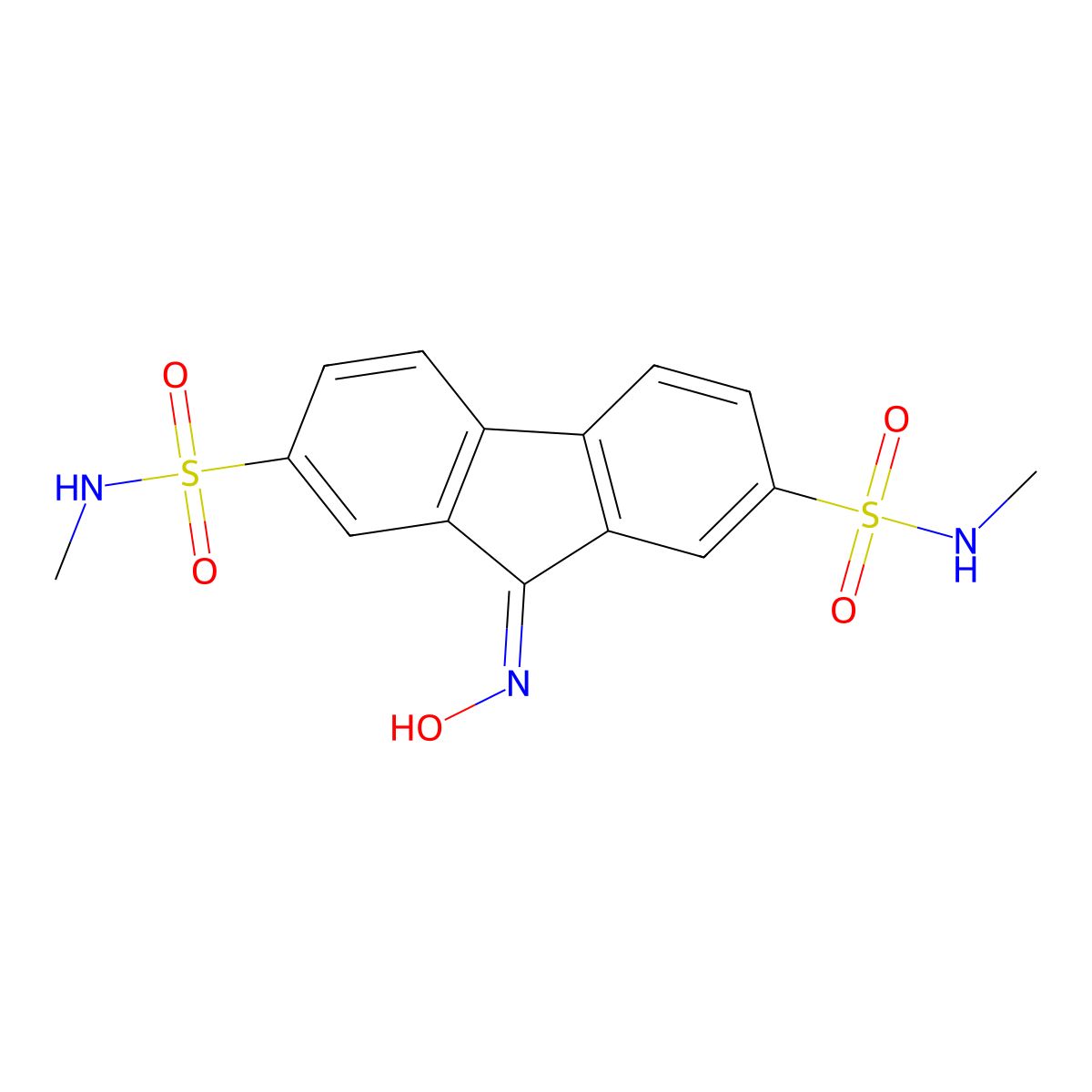 9-(hydroxyimino)-N2,N7-dimethyl-9H-fluorene-2,7-disulfonamide molecular structure, CAS 321579-88-8