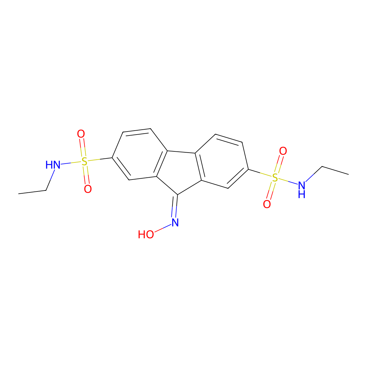 N2,N7-diethyl-9-(hydroxyimino)-9H-fluorene-2,7-disulfonamide molecular structure, CAS 321579-89-9