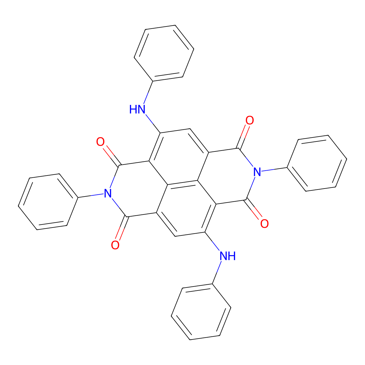 2,7-Diphenyl-4,9-bis-phenylamino-benzo(lmn)(3,8)phenanthroline-1,3,6,8-tetraone molecular structure, CAS 321580-18-1