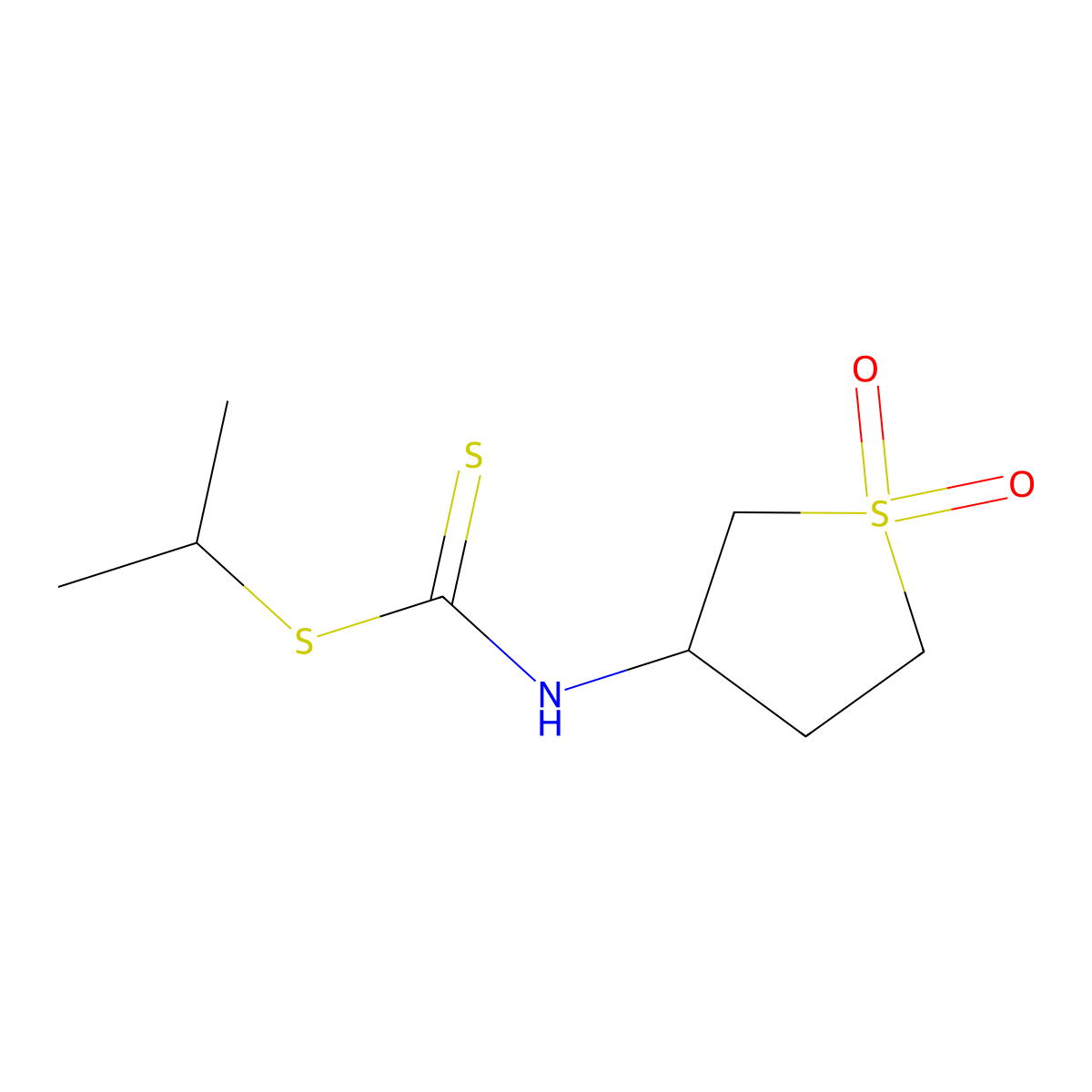 Isopropyl (1,1-dioxidotetrahydrothiophen-3-yl)carbamodithioate molecular structure, CAS 321580-43-2