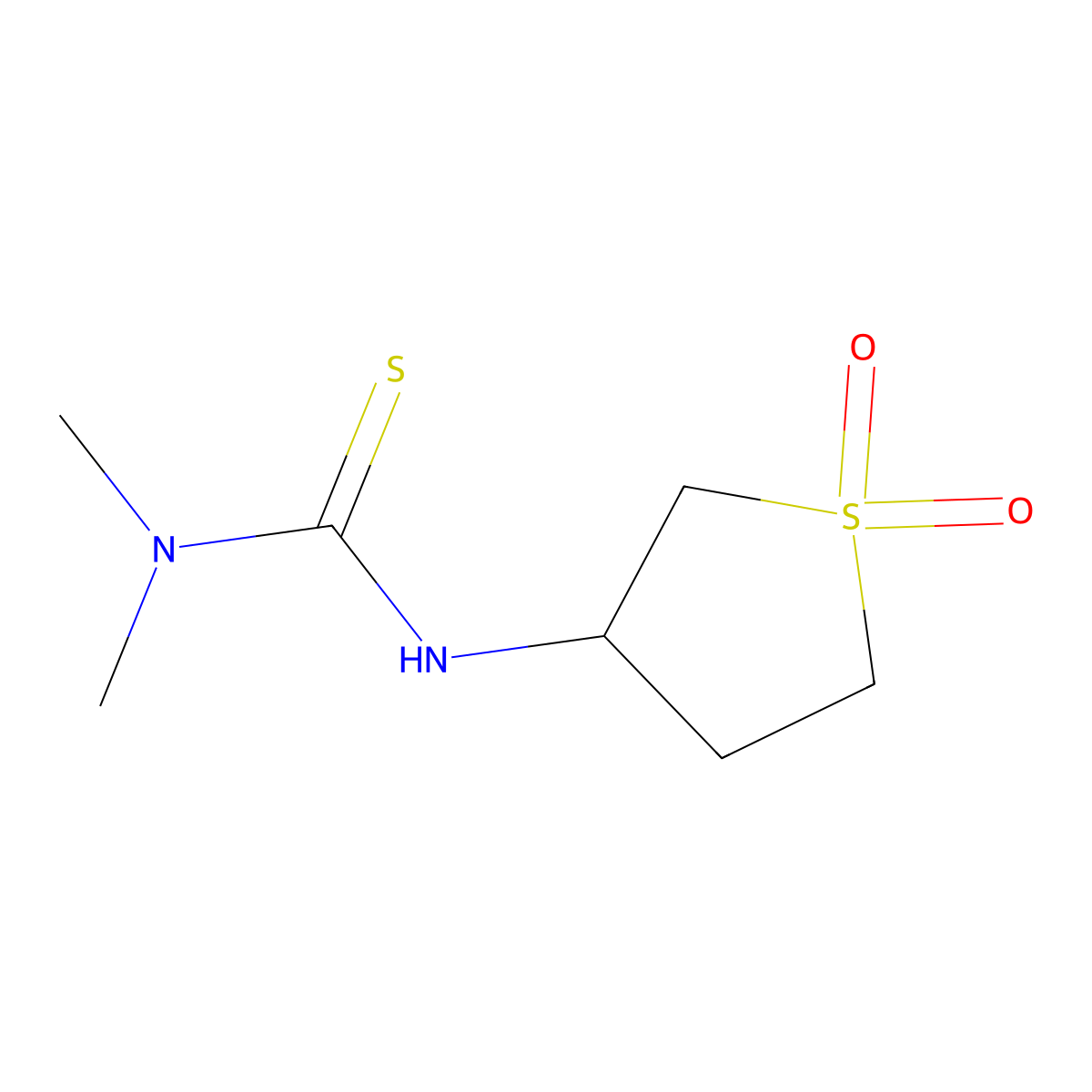 3-{[(Dimethylamino)thioxomethyl]amino}thiolane-1,1-dione molecular structure, CAS 321580-50-1