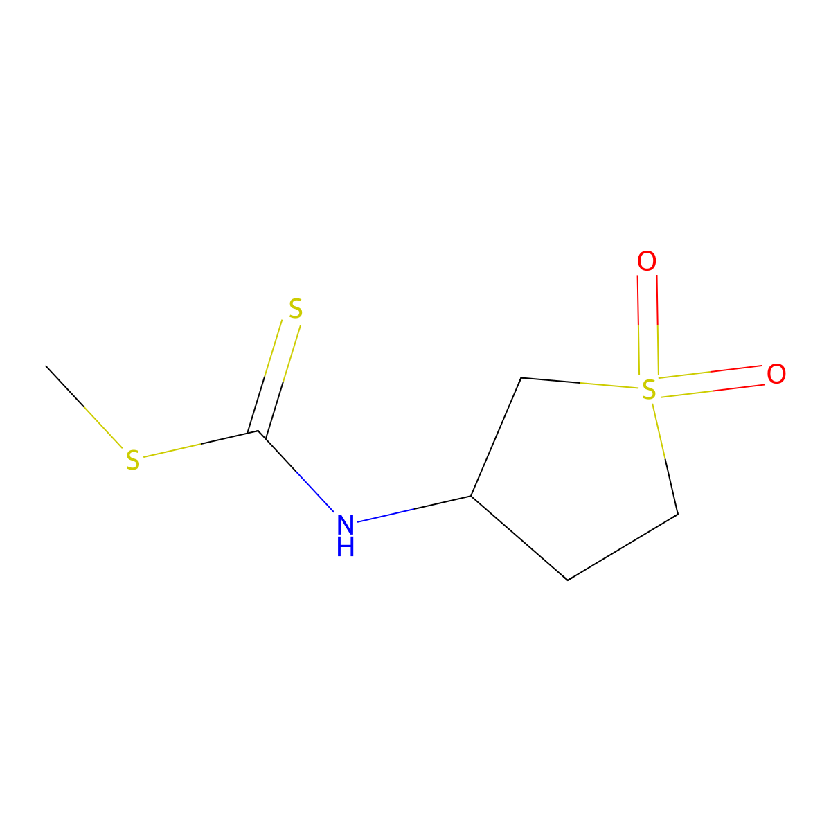 3-[(Methylthiothioxomethyl)amino]thiolane-1,1-dione molecular structure, CAS 321580-69-2