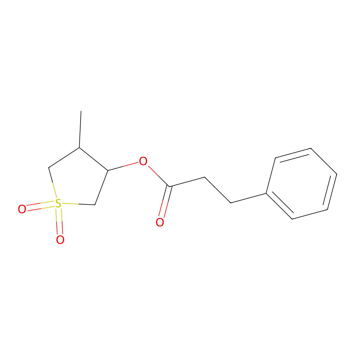 4-Methyl-1,1-dioxothiolan-3-yl 3-phenylpropanoate molecular structure, CAS 321580-75-0