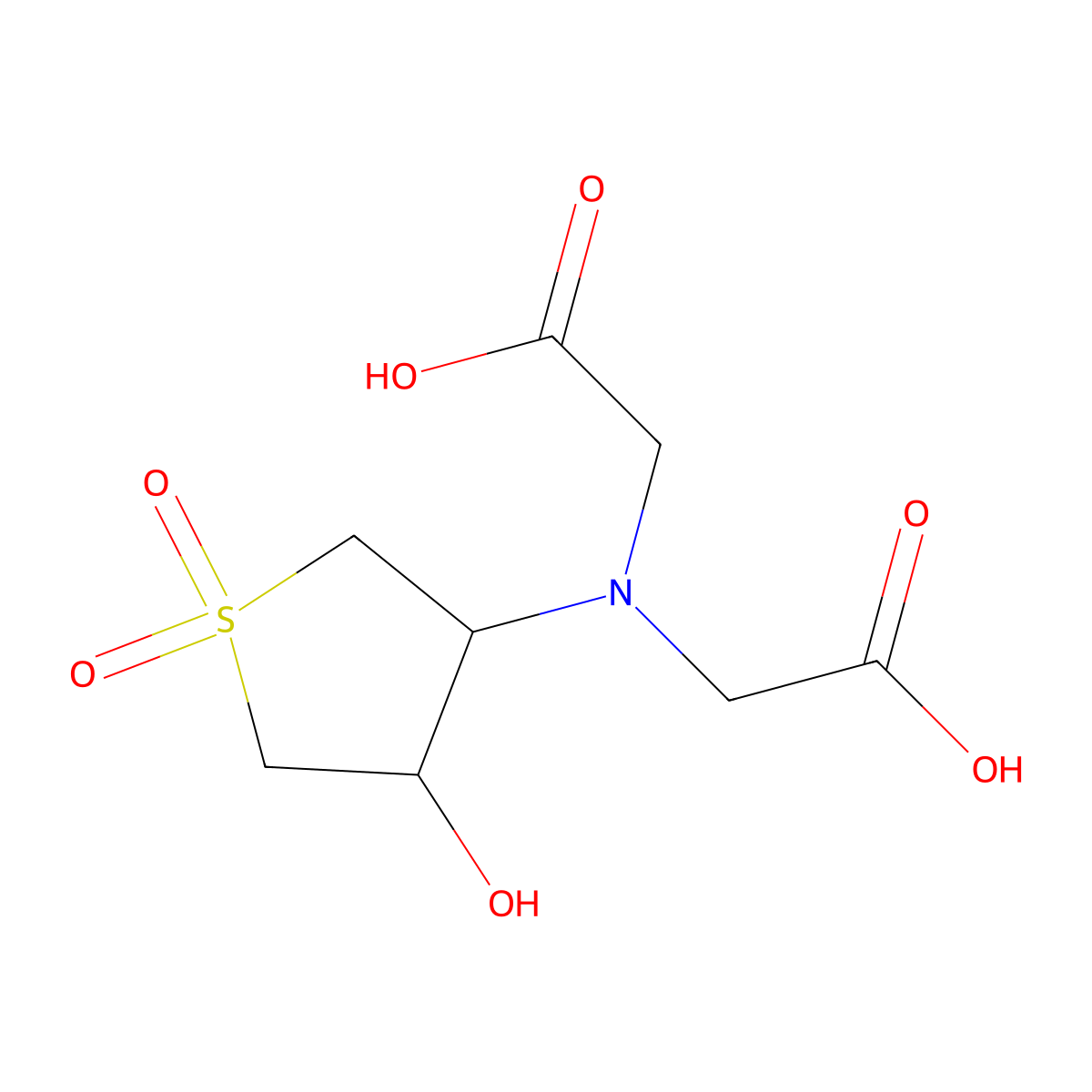 2,2'-((4-Hydroxy-1,1-dioxidotetrahydrothiophen-3-yl)azanediyl)diacetic acid molecular structure, CAS 321580-97-6