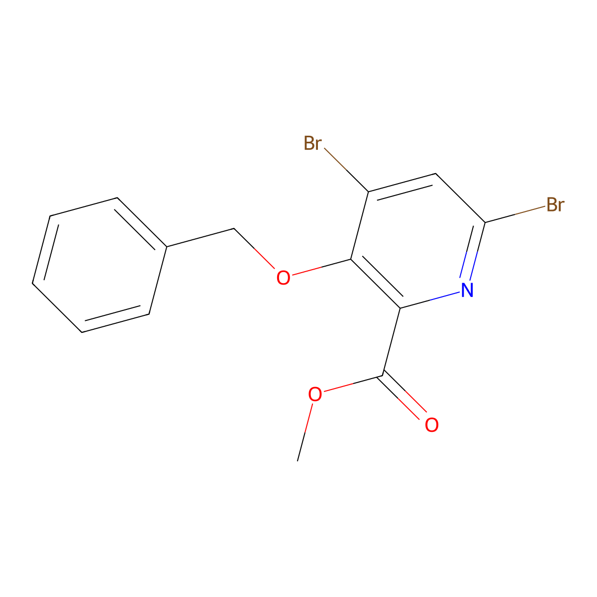 Methyl 3-(benzyloxy)-4,6-dibromopicolinate molecular structure, CAS 321596-56-9