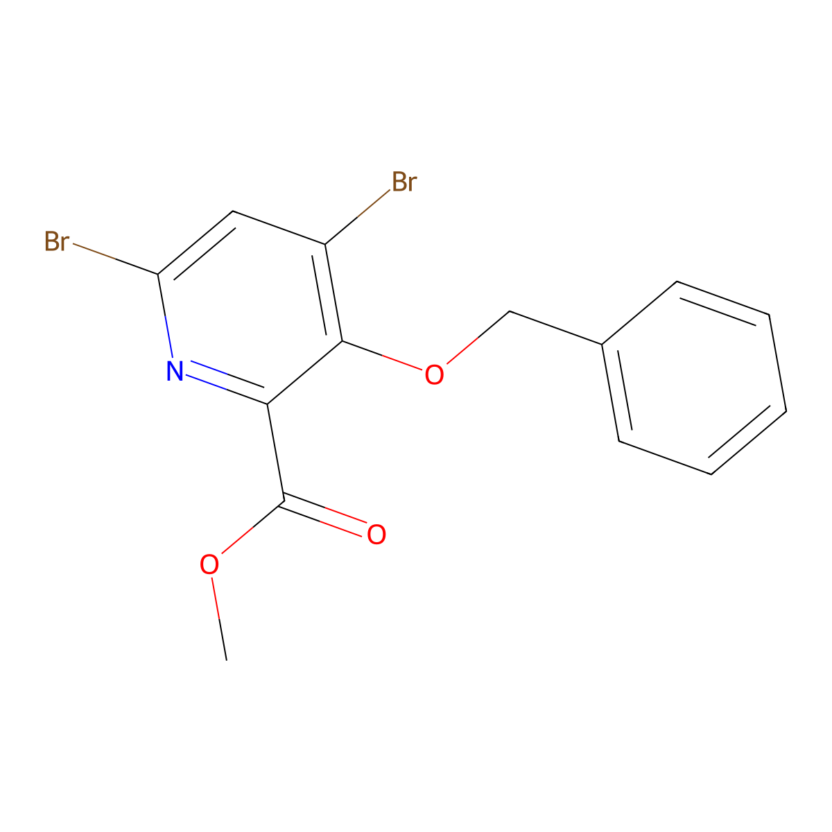 Methyl 3-(benzyloxy)-4,6-dibromopicolinate molecular structure, CAS 321596-56-9
