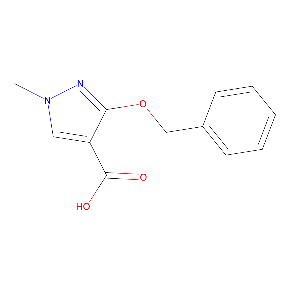 3-(benzyloxy)-1-methyl-1H-pyrazole-4-carboxylic acid molecular structure, CAS 321596-64-9